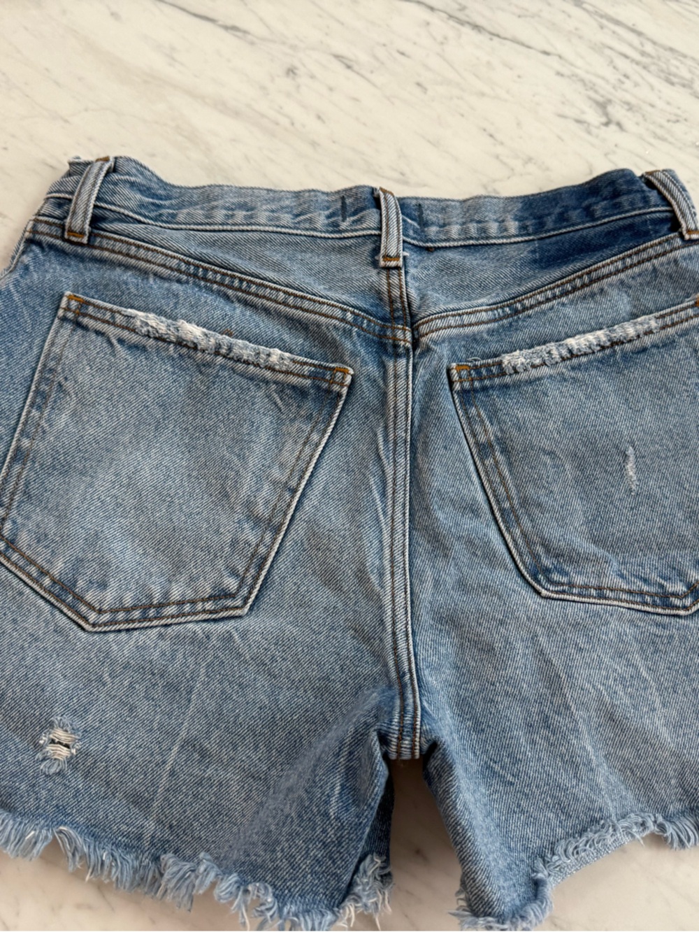 Abercrombie & Fitch Distressed Light Blue Denim Shorts - Picture 3 of 3